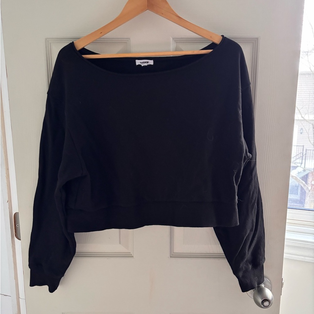 Garage crop off the shoulder sweatshirt medium